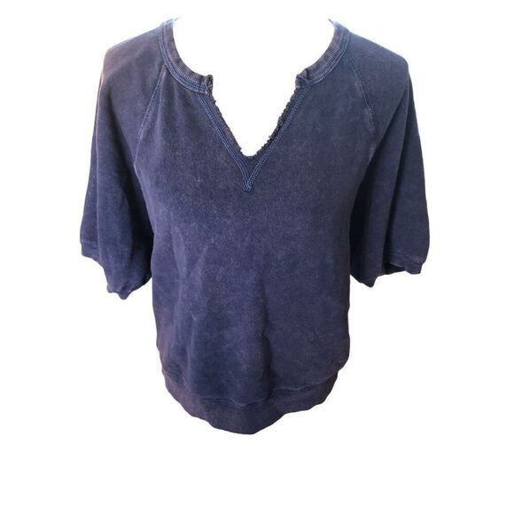 Distressed Sundance blue distressed wash vee neck short sketch cotton light pull - Picture 1 of 11